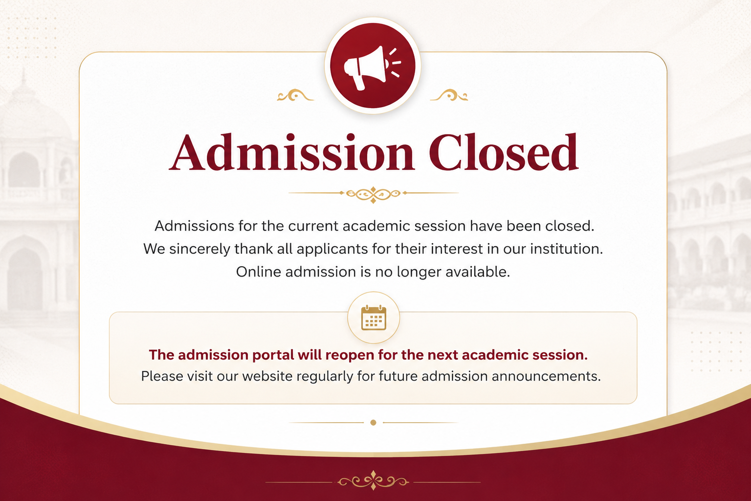 Admission Closed